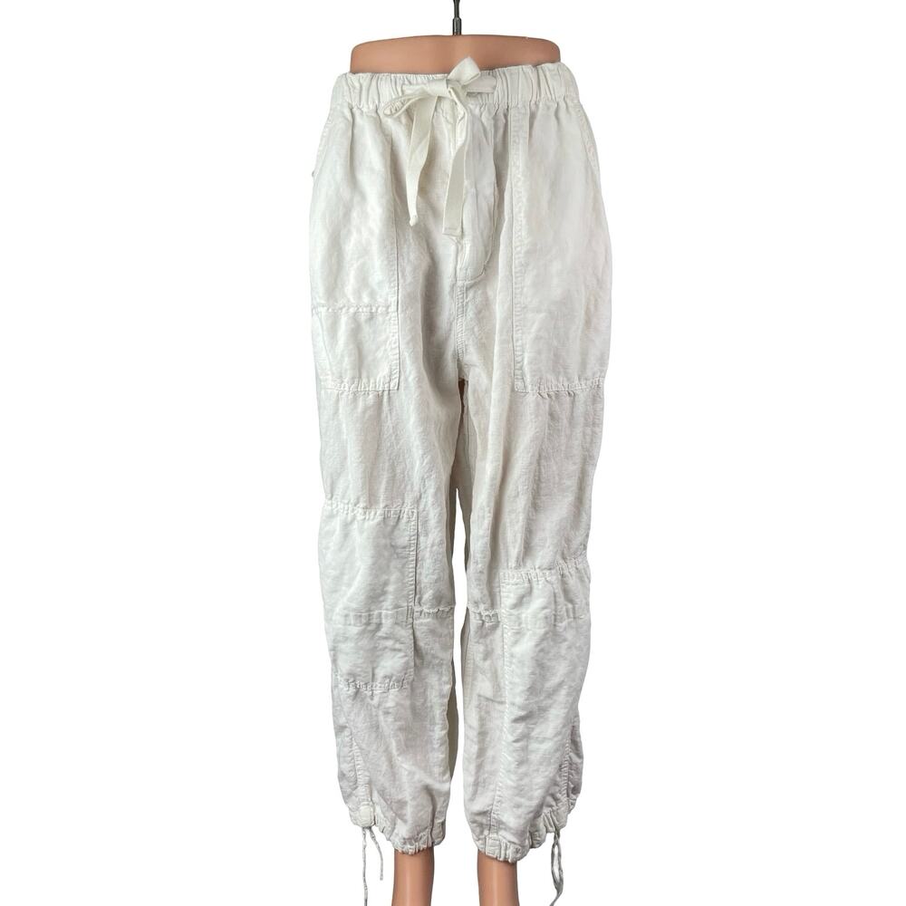 Zara Women's White High Waisted Baggy Loose Jogger Trousers Pants Size XS/S